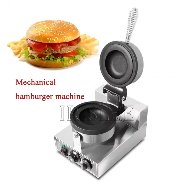 Electric Commercial Waffle Maker Sandwich Press Burger Bread Machine with Knob for Ice Cream Frisbee Style Nonstick Heating