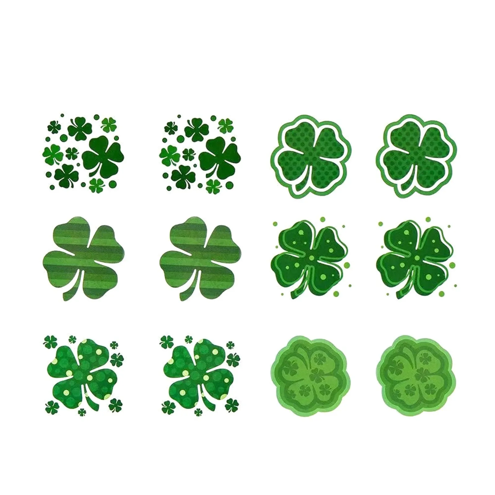 72PC Four Leaf Clover Temporary Saint Patrick's Day Fake Tattoo Sticker Irish Carnival Party Stickers Home Party Decorations