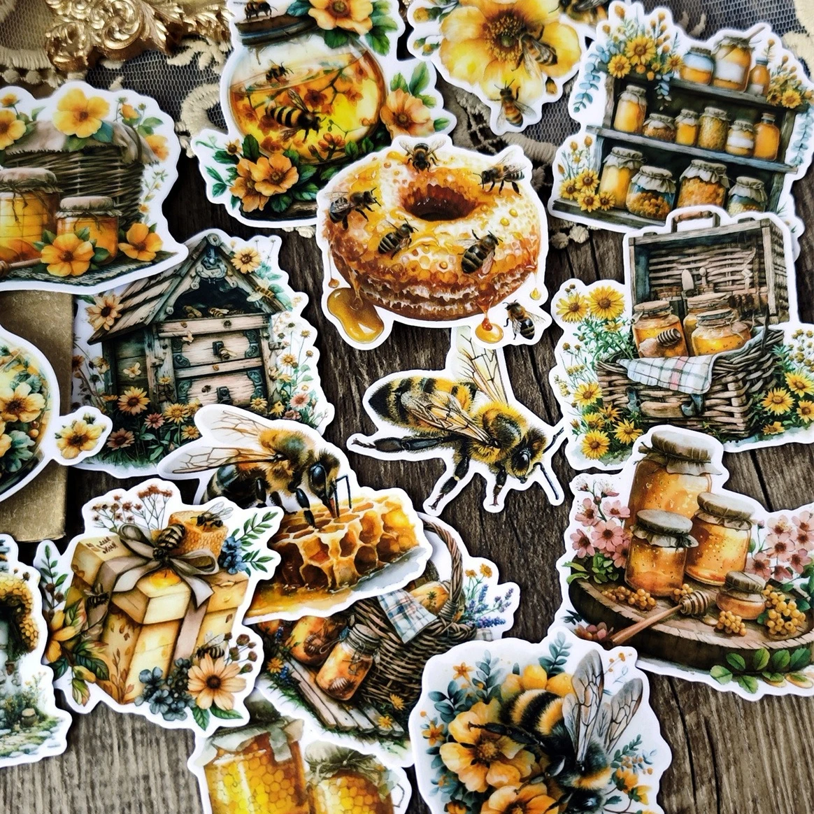 17pcs Funny The Life of Bees Stickers Cartoon Cute Decals Toy Stationery Guitar Phone Bicycle Laptop Luggage Car Graffiti