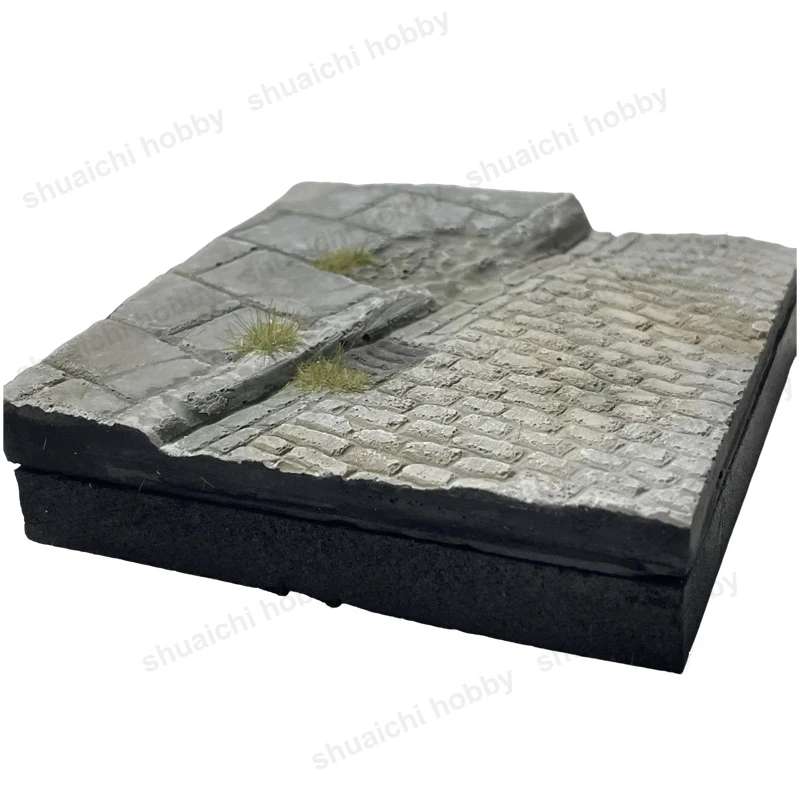 Modelo Base de escena de tierra de calle Diorama, escala 1/35, 8x8cm, mesa de arena pequeña, plataforma, escena de simulación, accesorio de disparo, 1 Uds.
