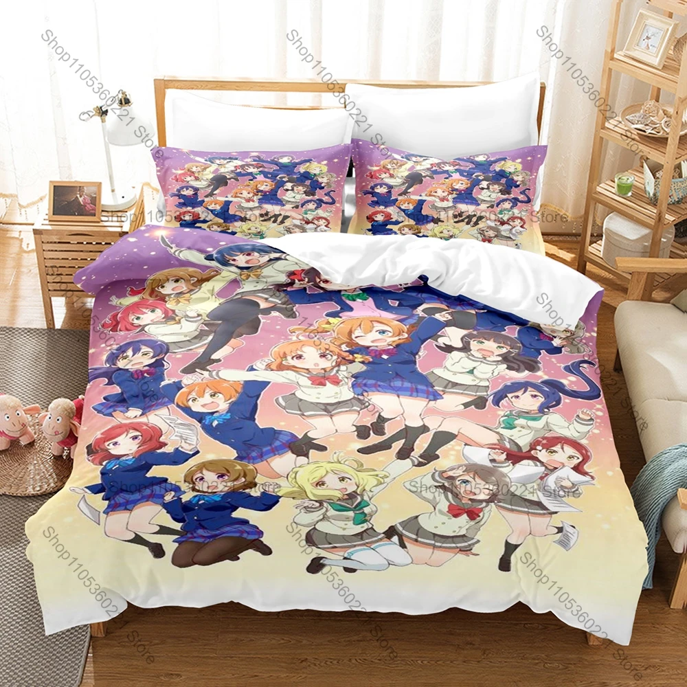 Cool Personality Love Live! School Idol Project New Bedding Set For Anime Fans Duvet Cover Set Bed Linen Home Dorm Room Decorati