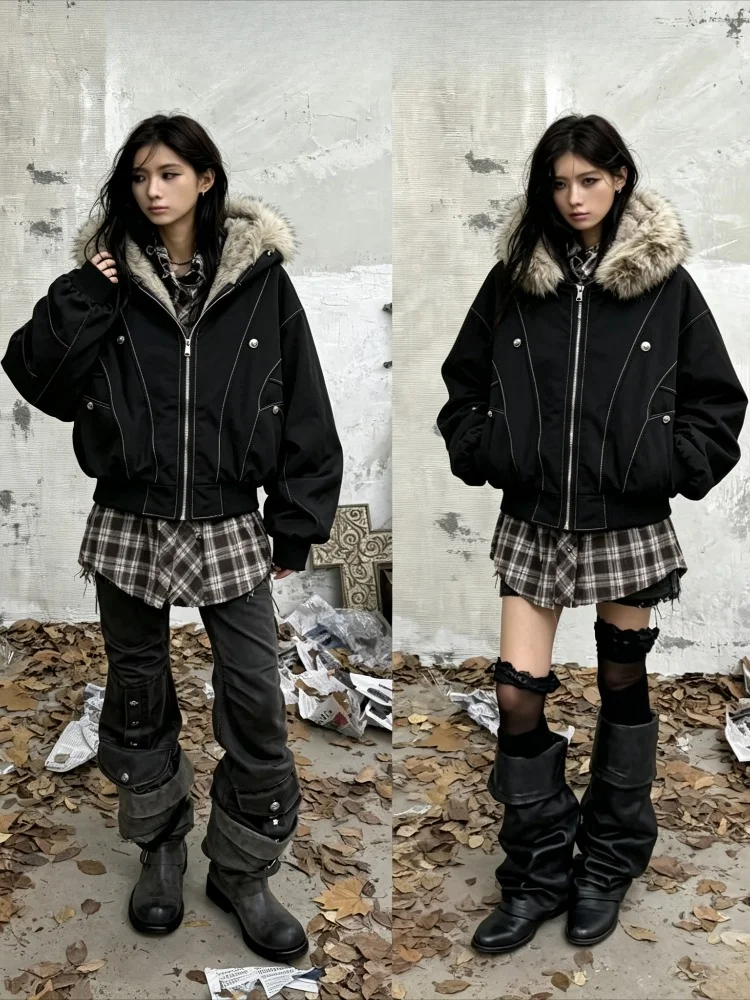 Ladies Warm Winter Parka Coat Faux Fur Trim Hood Thick Padded Long Outerwear Zip‑Up Casual Cold Weather Outer Tops Fashion New