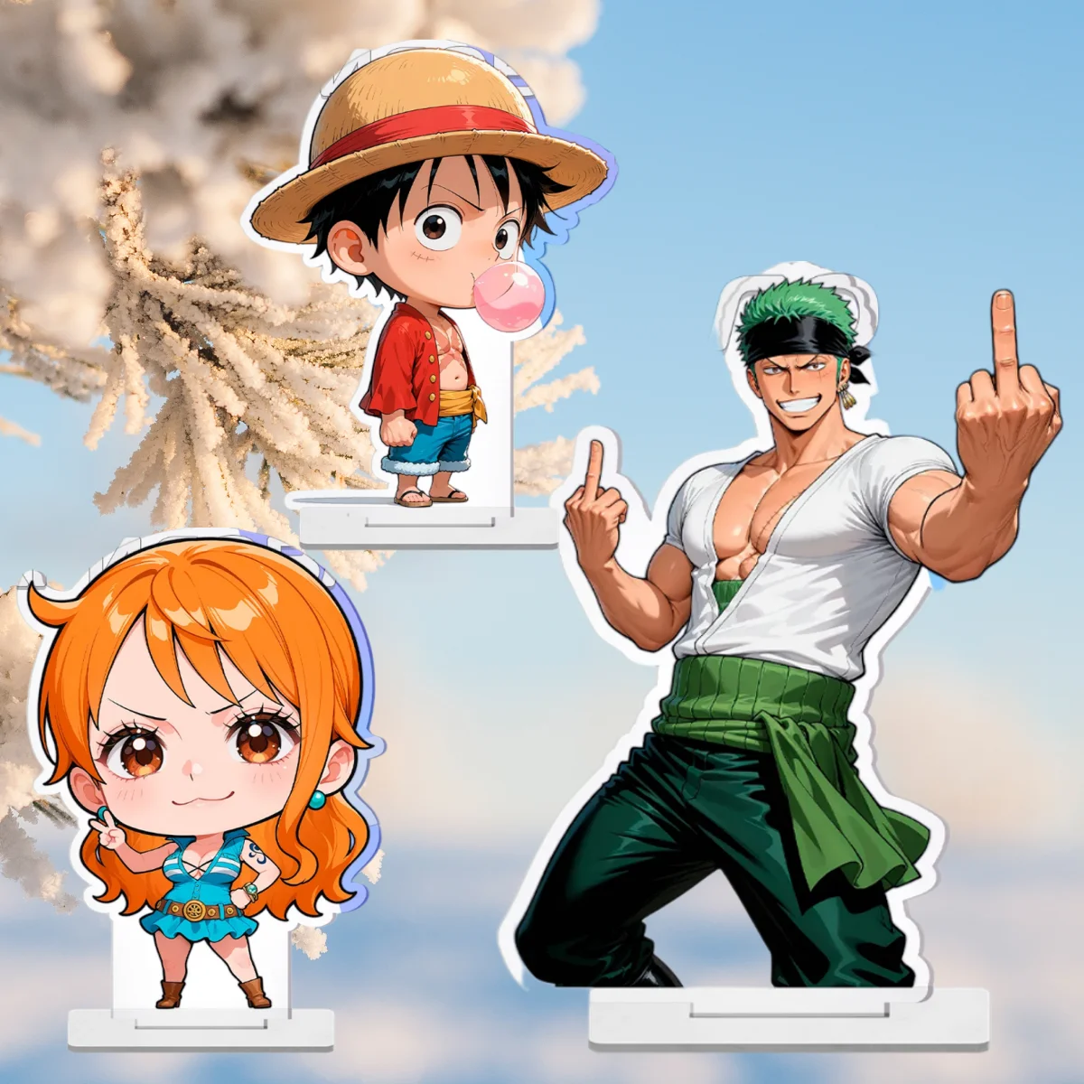 

Акриловая подставка-табличка с персонажами аниме One Piece: Ророноа Зоро, Нами, Монки Д. Луффи. Акриловые стоячие фигурки, сувениры, подарок.