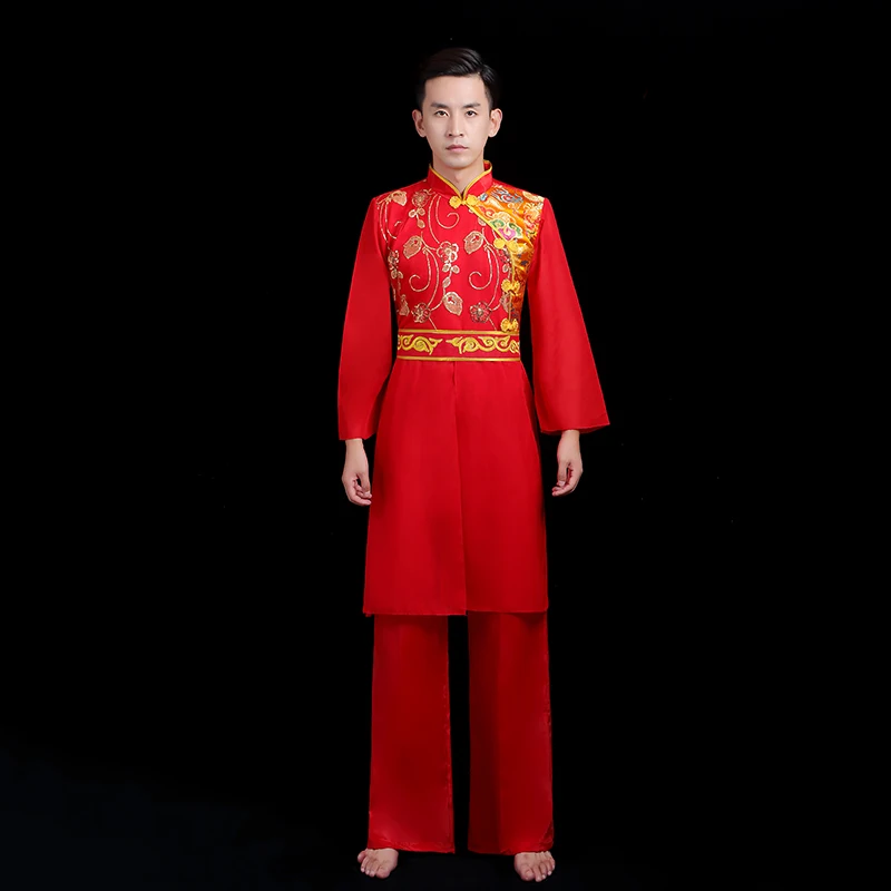 Tradycyjny chiński strój narodowy, starożytny strój do tańca perkusyjnego Yangko, strój do tańca z wachlarzami, ludowy, elegancki strój do występów tanecznych.