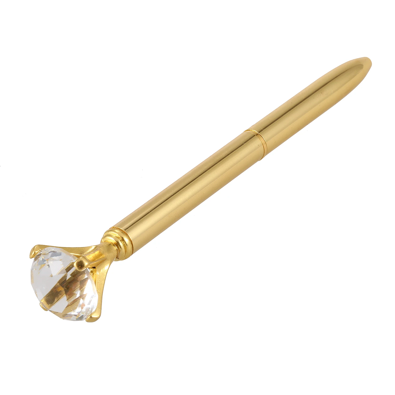 Kawaii Ballpoint Pen alloy Ball Pen With Diamond Black Refill Pen Fashion School , Gold