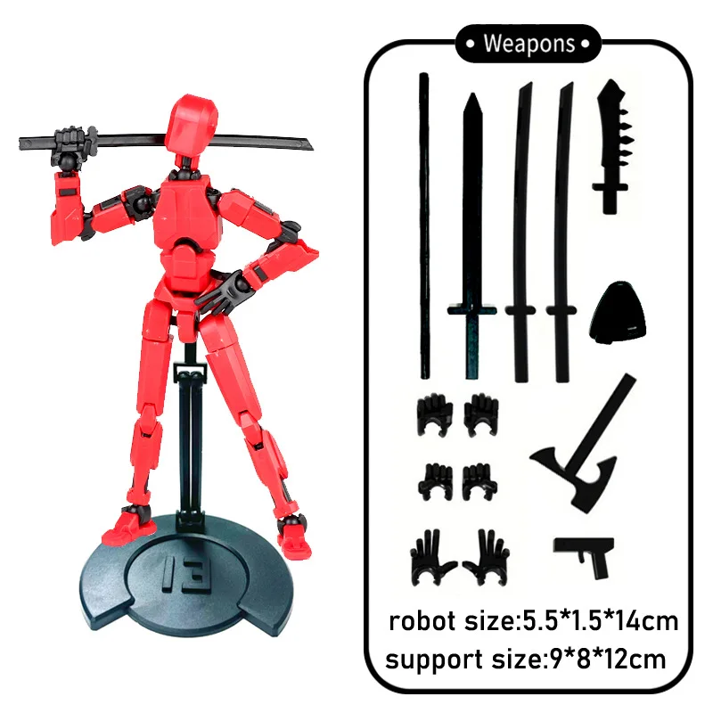 T13 Action Figure Set, 3D Printed Robot Dummy 13 Action Figure Articulated, Car Interior Tabletop Decoration