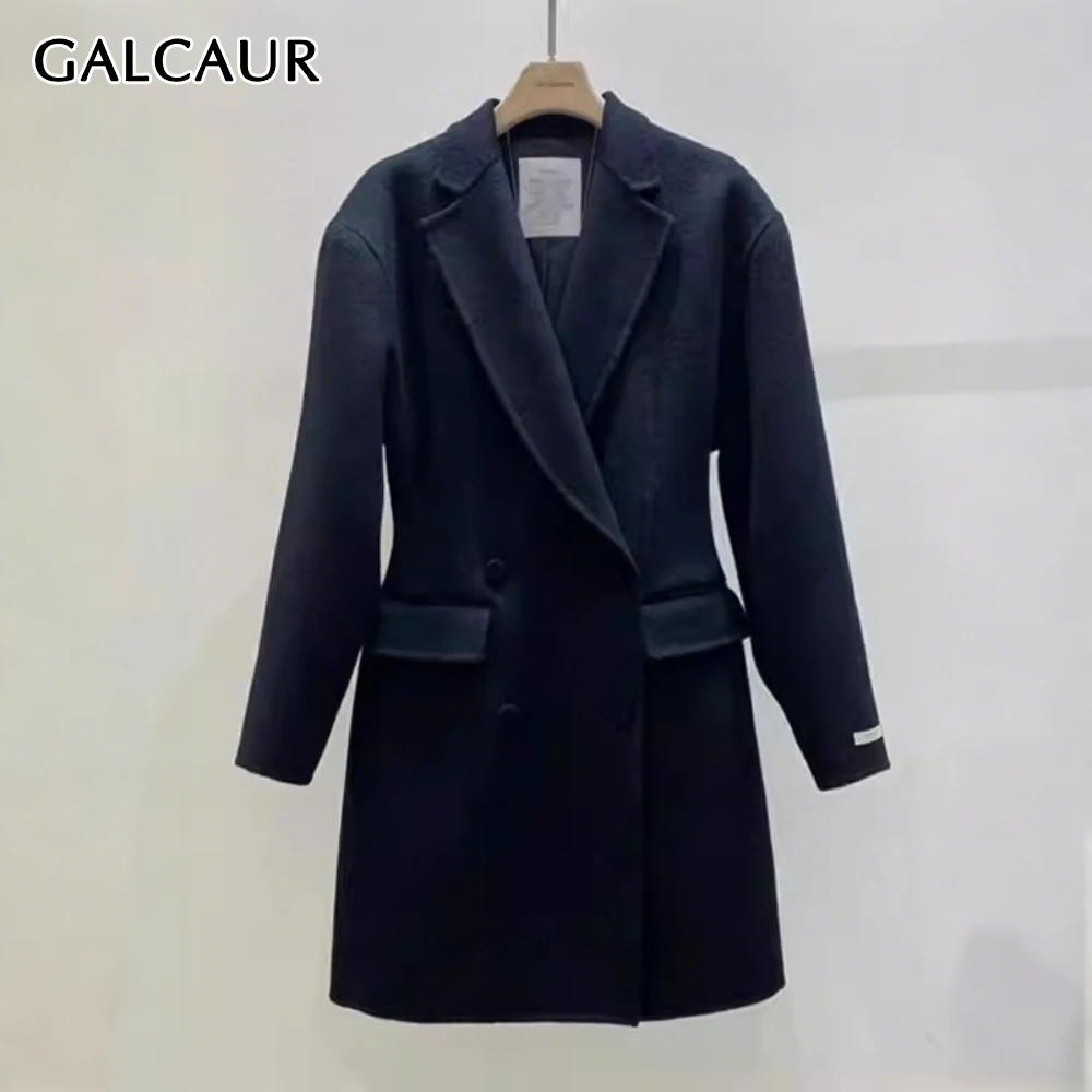 

GALCAUR однотонная минималистичная куртка с карманами, женская свободная куртка с лацканами и длинными рукавами, элитные женские куртки, осенний стиль, модная новинка