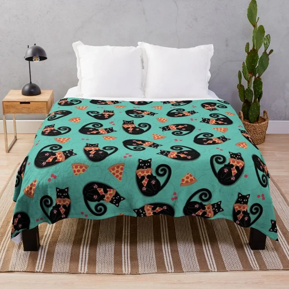 

Pepperoni Pizza Cat Throw Blanket Sofa halloween Comforter Softest Blankets