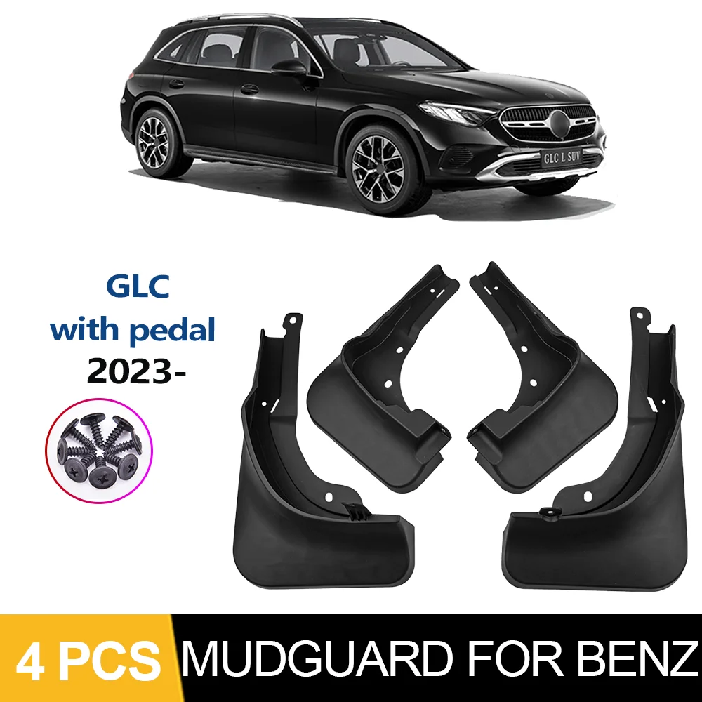 

4PCS Splash Guards Fenders Accessories Black Plastic Mudguards for Mercedes-Benz GLC 2023-IN Mud Flaps Front Rear Wheels Fender