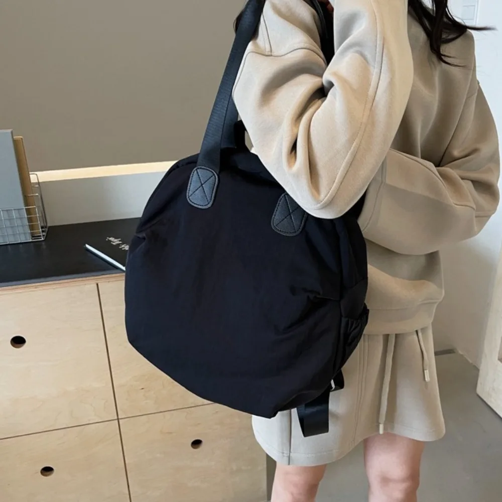 Mochila de nailon de gran capacidad con cremallera, bolso escolar multiusos de estilo coreano para estudiantes, bolsos de mujer con hilo de coser conciso