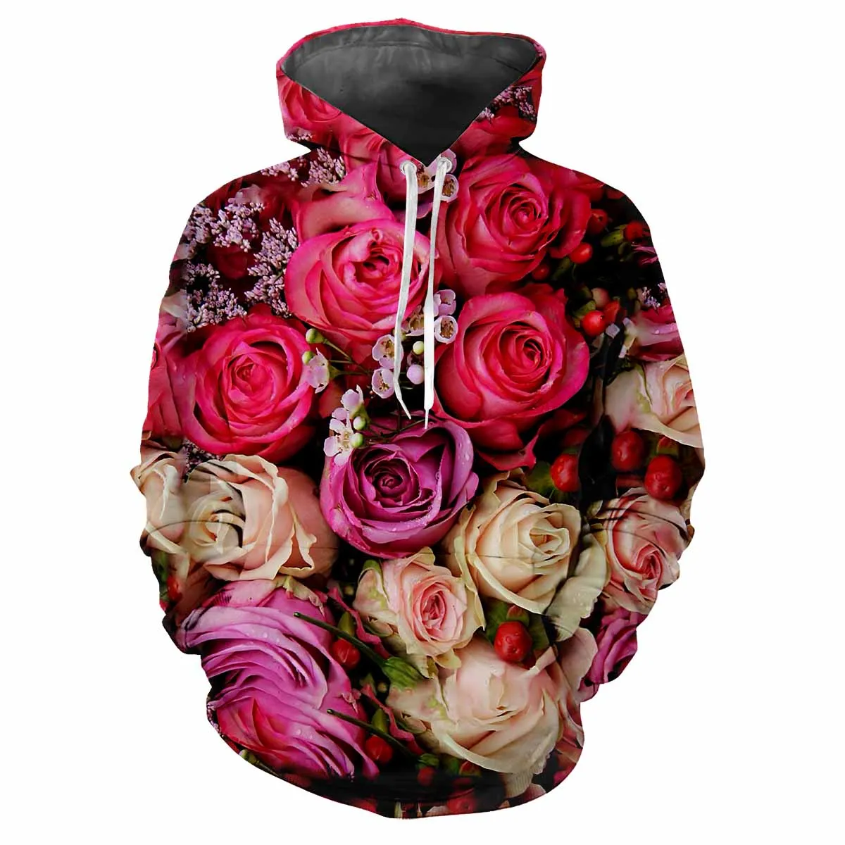 New Flower Fun 3D Harajuku Printing Street Fashion Avant-garde Men's And Women's Soft Comfortable Trend Rose Party Hoodie Top