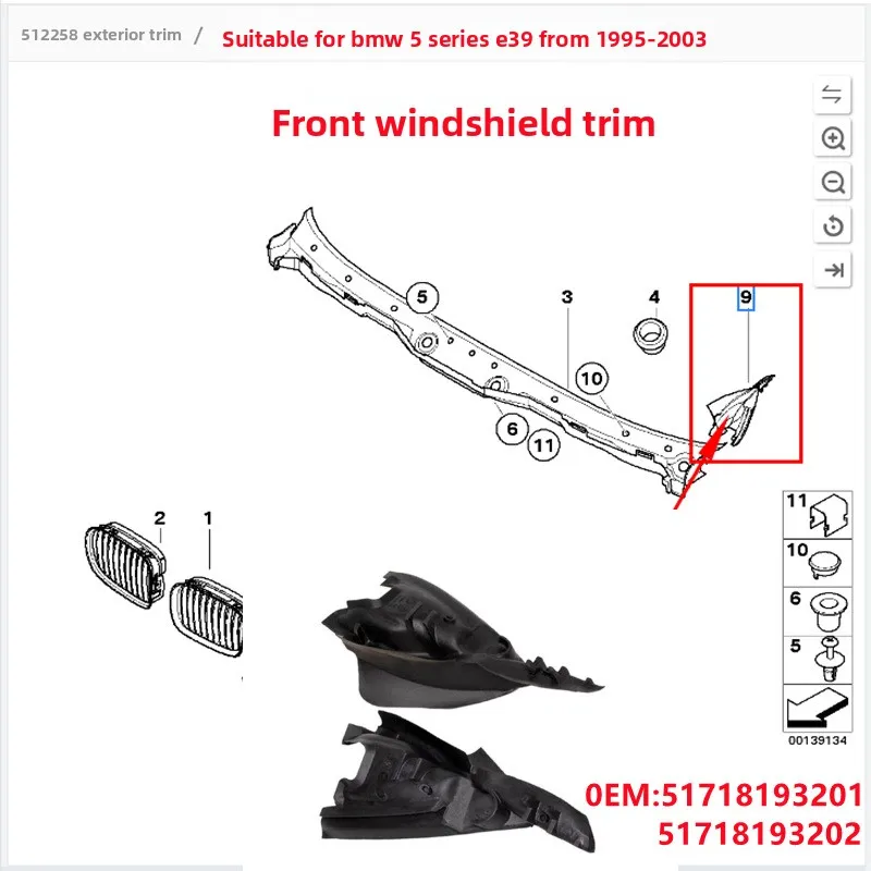 panneau-de-pare-brise-pour-bmw-e39-garniture-de-pare-brise-51718193201-51718193202