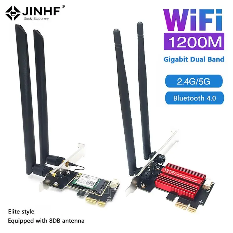 1200Mbps Bluetooth 4.0 PCi Express Wifi Adapter 2.4G/ 5G Dual Band Intel 7260 Wireless PCI-E Card For Desktop PC