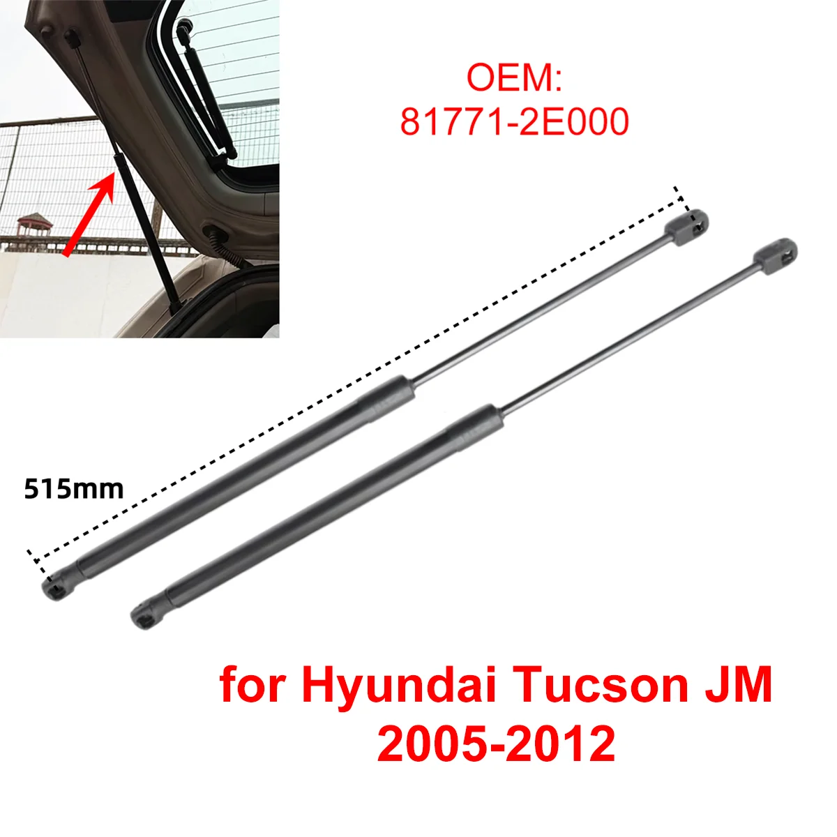 2Pcs 81771-2E000 Car Rear Trunk Boot Tailgate Gas Struts Lift Support Rods for Hyundai Tucson JM 2005-2012