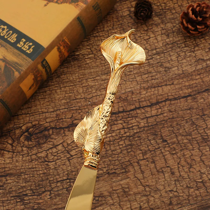 European retro-style zinc alloy exquisite morning glory handle Western tableware home cake pizza knife shovel combination