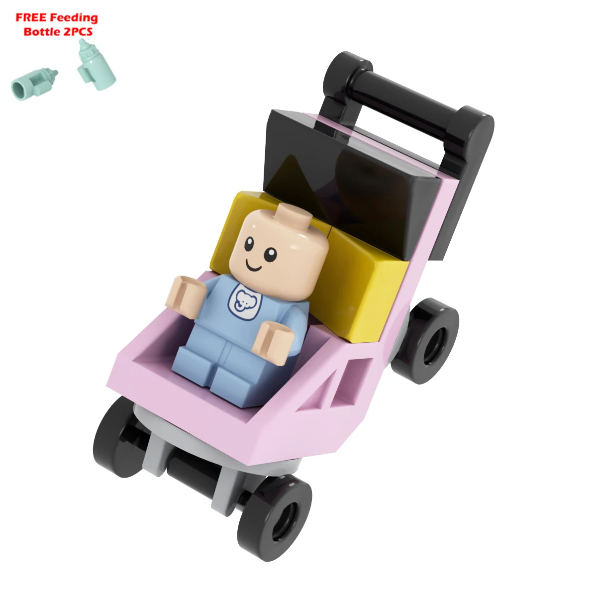 Cute Trolley Baby Infant Building Block MOC Toys  Kids Collection Souvenir Gift Pretend Play Decoration Boy Girl City 25128 2458