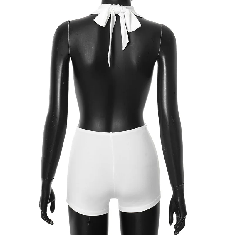 بدلة لعب نسائية مثيرة متينة بفتحة رقبة على شكل V عميقة بدون أكمام وأربطة بدون ظهر رفيعة للنوادي الليلية ملابس ضيقة ملابس خروج