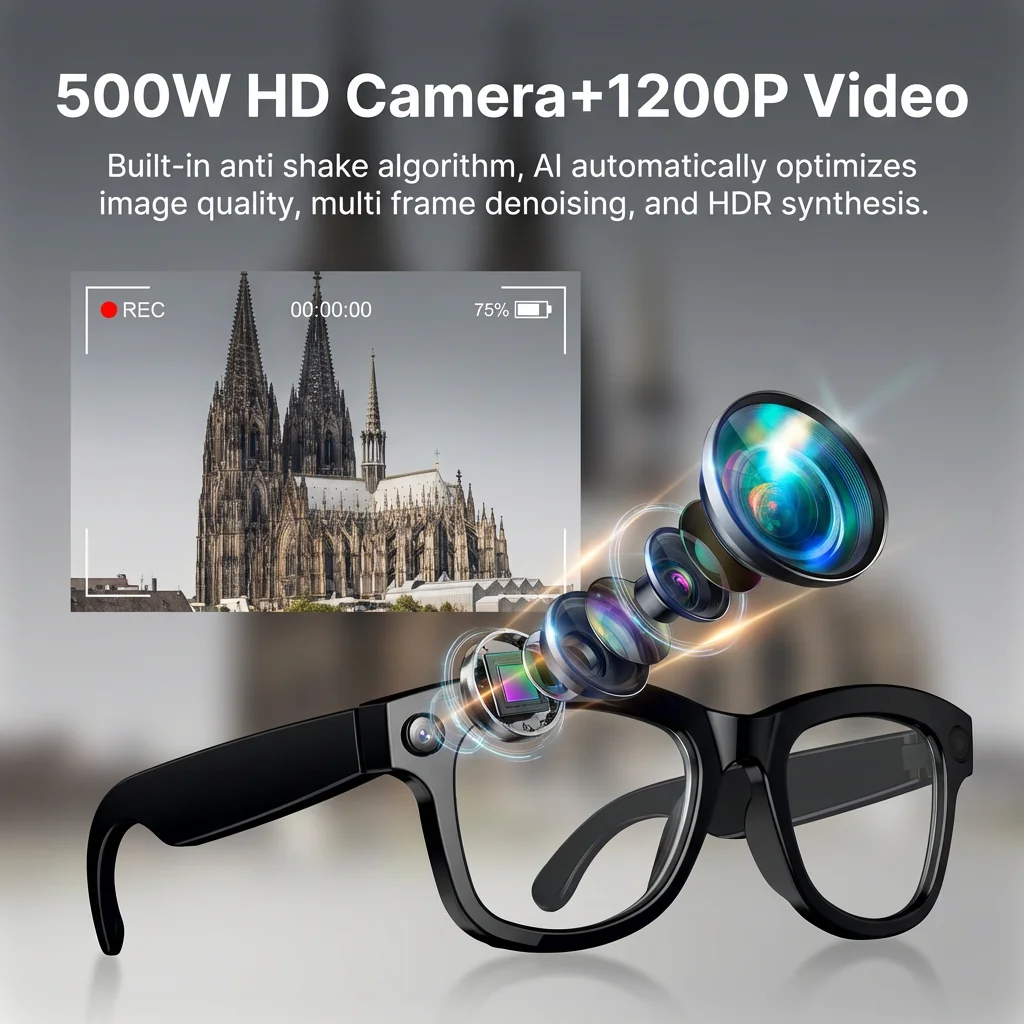 New 500W Camera AI Glasses Men Color-Changing Smart Translation Glasses Photo Video Recording Waterproof Call Smart Sunglasses