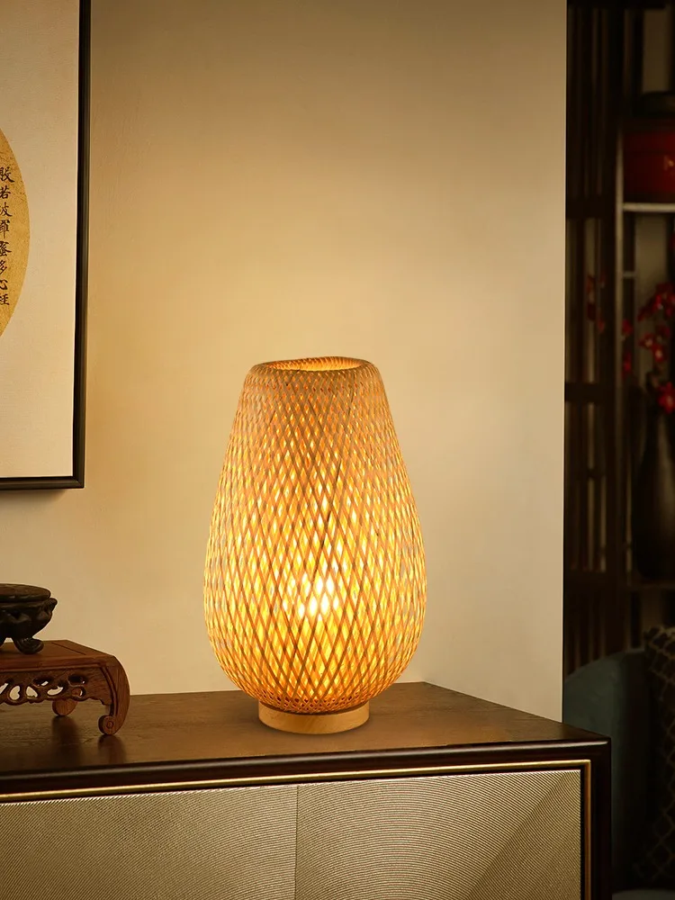 

Hand Knitted Weaving Bamboo Lampshades Room decor lamps Bedside Table Bedroom Wooden Nordic Home Decor Light Fixtures