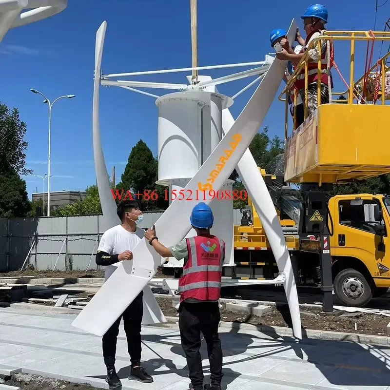 WMWMNU for Smaraad 1kw 3kw 5kw 10kw Wind Solar Hybrid System Vertical Wind Turbine Generator VAWT