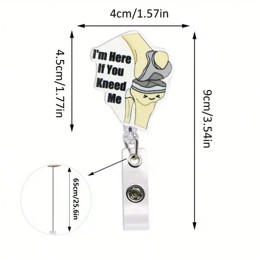 1pc Cute Medical Themed Retractable Badge Reel – Acrylic ID Holder for Doctors, Nurses, RN, LPN, Healthcare Staff