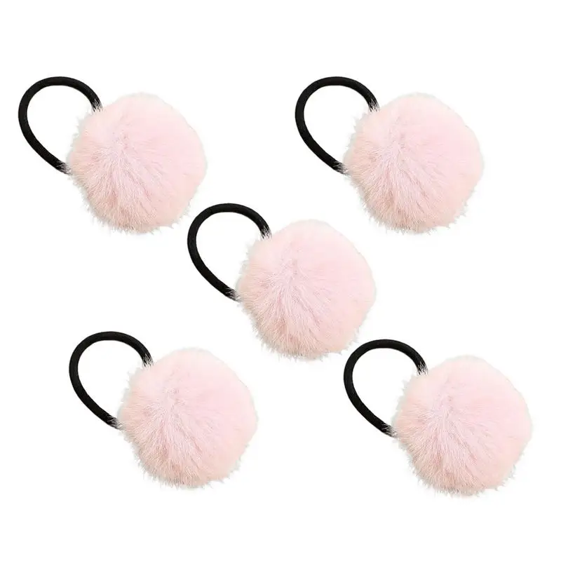 Girls Hair Ties Women's Ponytail Furry Ball Hairband Chic Furry Ball Hair Ties Fashionable Hair Ring Ties For Dating Schools