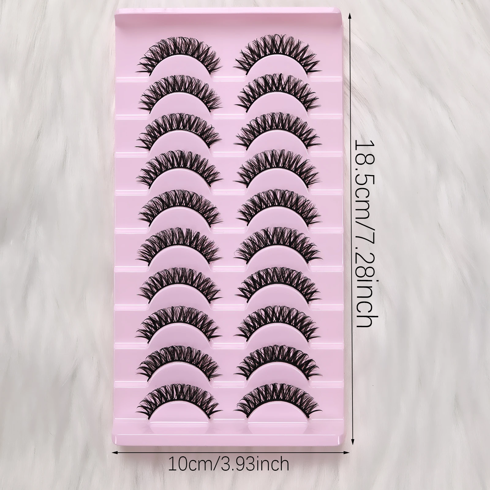 10Pairs D Curl Russian Strip Lashes Dramatic Make Up Fake Lashes Soft Reusable , Beginner-Friendly Fake Eyelashes
