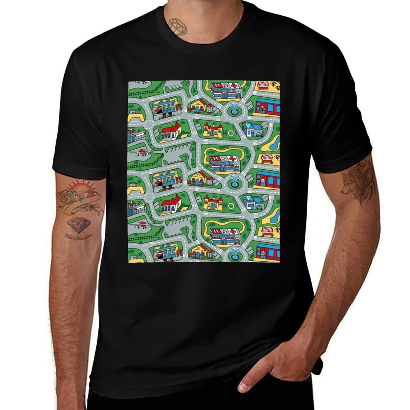 

Car City Carpet Road Rug 90s Nostalgic Toy Graphic T-Shirt men t shirt cotton 100% t shirts for man graphic tees T-Shirt
