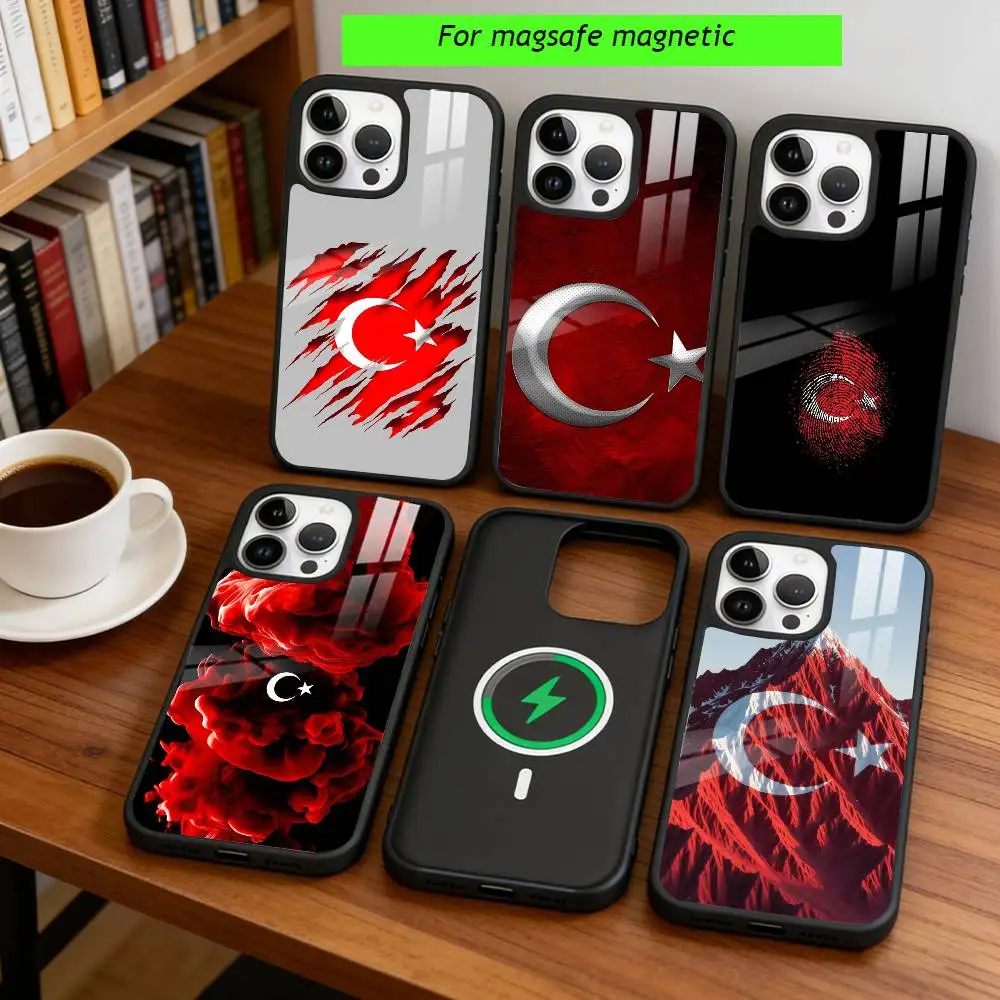 

Turkish flag Phone Case For iPhone17,16,15,14,13,12,11 Plus,Pro Magnetic with Magsafe Wireless Charging
