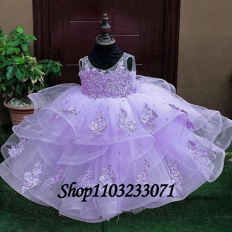 Vestido de flores azul claro para niña, vestido de encaje sin mangas hasta el tobillo, princesa para niños, boda, cumpleaños, primera comunión, fiesta