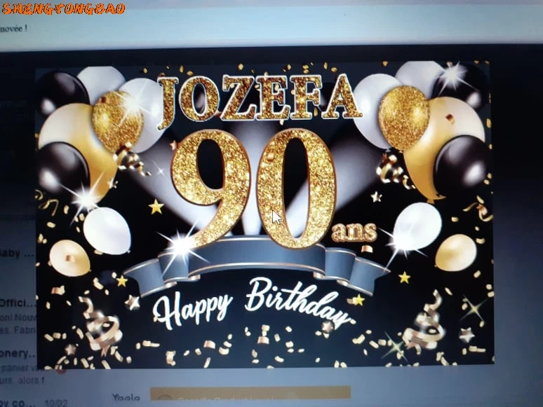 Adult Happy Birthday Party Backdrop Glitter Golden Dots Balloons Family Gathering Custom Photography Background Decor Banner