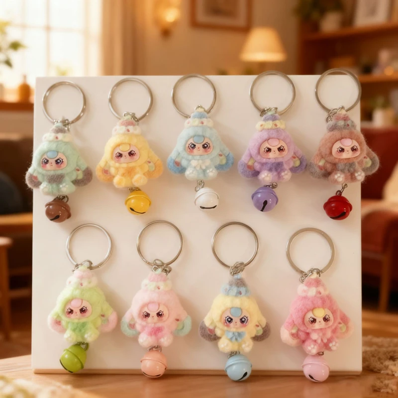 Cute cartoon flock doll suit dessert hat internet celebrity hottest cute DIY resin doll keychain small ornament decoration
