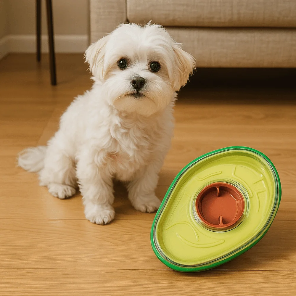 

Wear-resistant Avocado Dog Slow Feeder Adjustable Opening Heavy Duty Pet Food Dispenser Spill Proof Dog Interactive Feeder