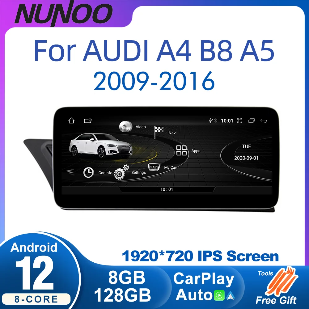 

Nunoo Android 12 System Car Stereo Player For Audi A4 B8 A5 2008-2017 GPS Navi Radio 8+128GB WiFi BT Google Touch Screen Carplay