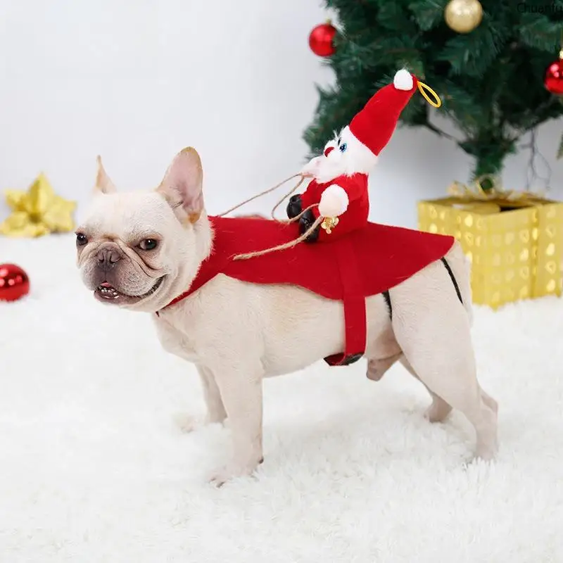 

Christmas Santa Pet Costume Reindeer Felt Dog Cat Adjustable Velcro Elastic Legs Reflective Puppy Party Festive Outfit