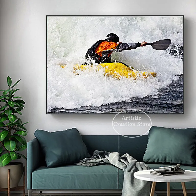 Modern Extreme Kayaking Boating Poster Prints Canvas Painting and HD Wall Pictures for Living Room Wall Art Home Decor Gifts