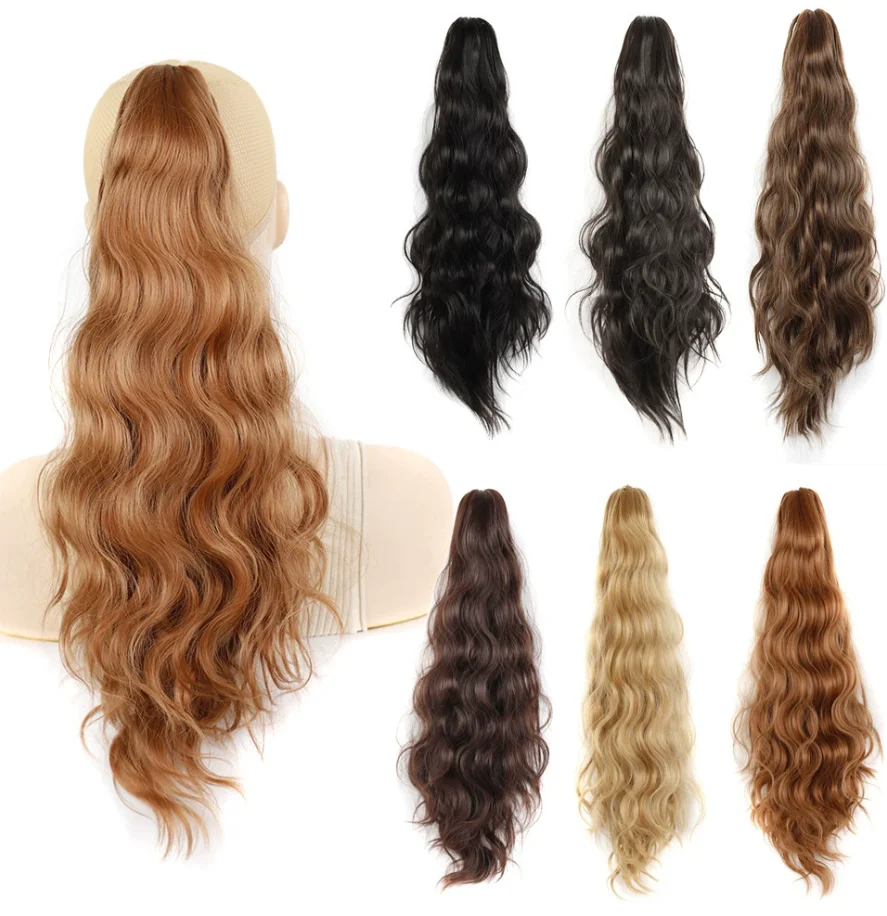 

Horsetail wig Female snake twist grab clip medium long curly ponytail claw clip chemical fiber wig egg roll ponytail
