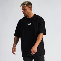 Oversized Fit T-shirt Men Dropped Shoulder Half Sleeved T Shirt Summer Fitness Mesh Loose Basketball Jersey Gym Clothing