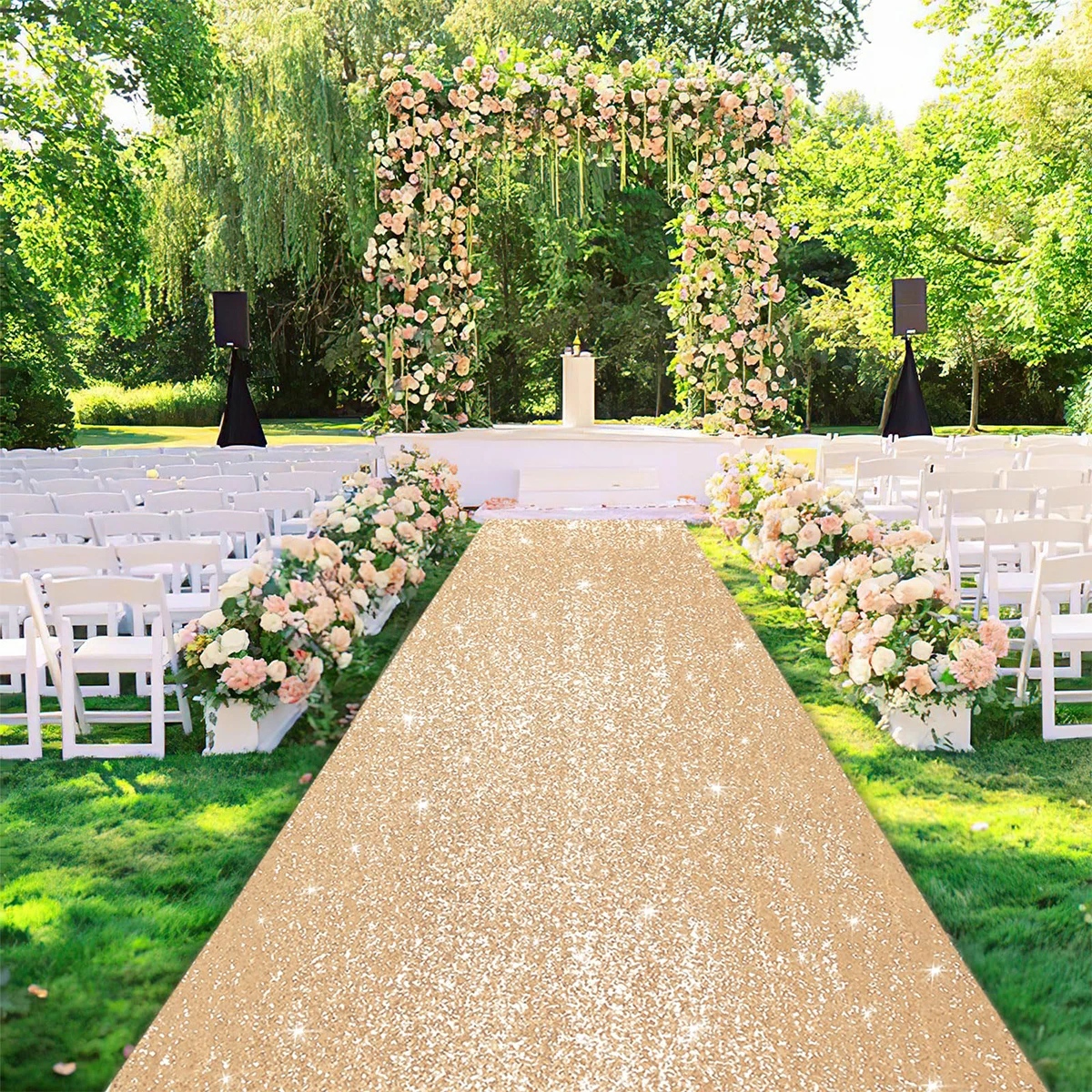 Champagne Gold Non-woven Glossy Carpet Wedding Party Decoration Adult Favors Gift Sparkling Carpet Birthday Baby Shower Supplies