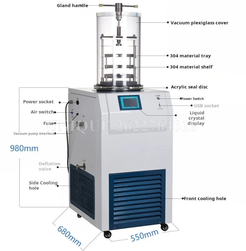 Commercial Vacuum Lyophilizer Freeze Dryer Fruit Vegetable Food Freeze Drying Equipment Vertical Chemical Freezer Dryer for Lab