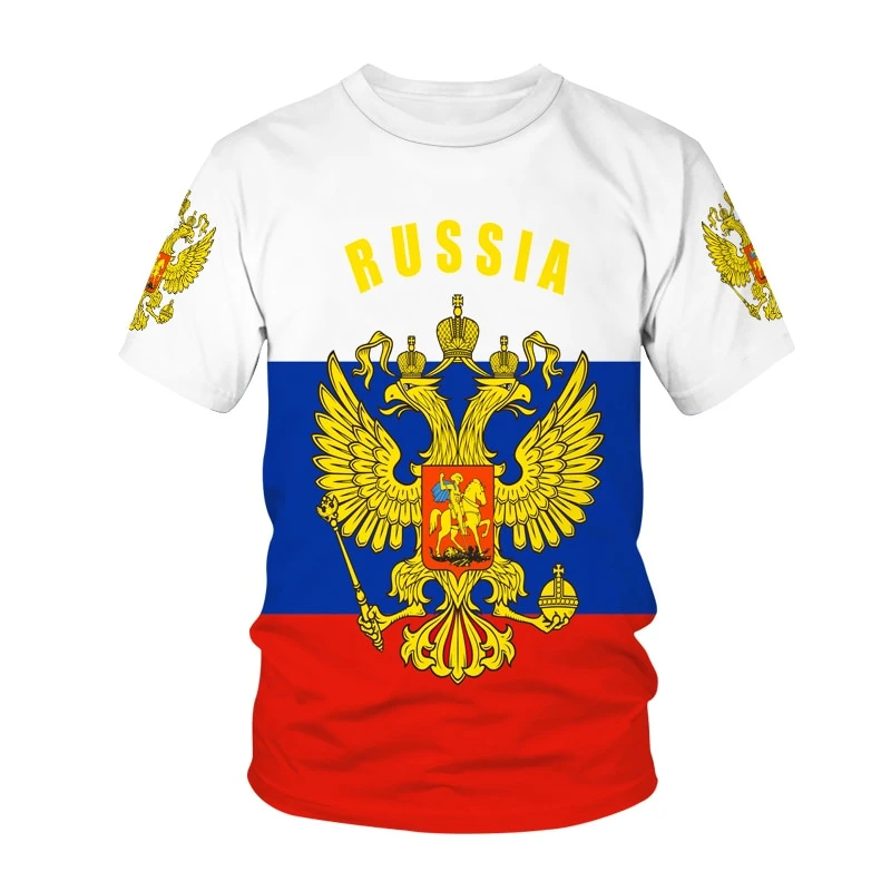 Russia Men\'s T Shirt Casual Summer Round Neck Russian Flag Short Sleeved Topstees Men\'s Clothing Streetwear Oversized T-Shirt