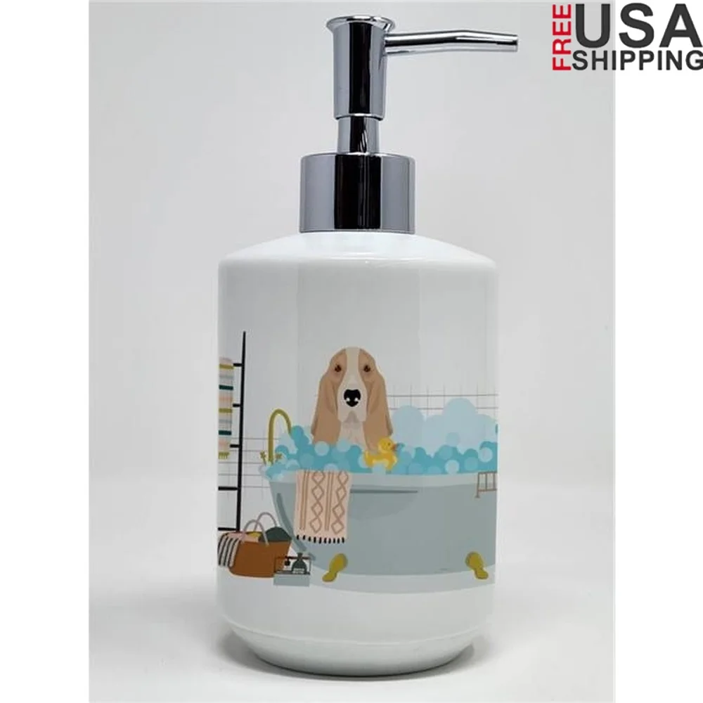 

Керамический дозатор мыла Basset Hound Artwork многоразового использования для мыла для рук, лосьона, декор для кухни, ванной комнаты, многофункциональная насадка-насос