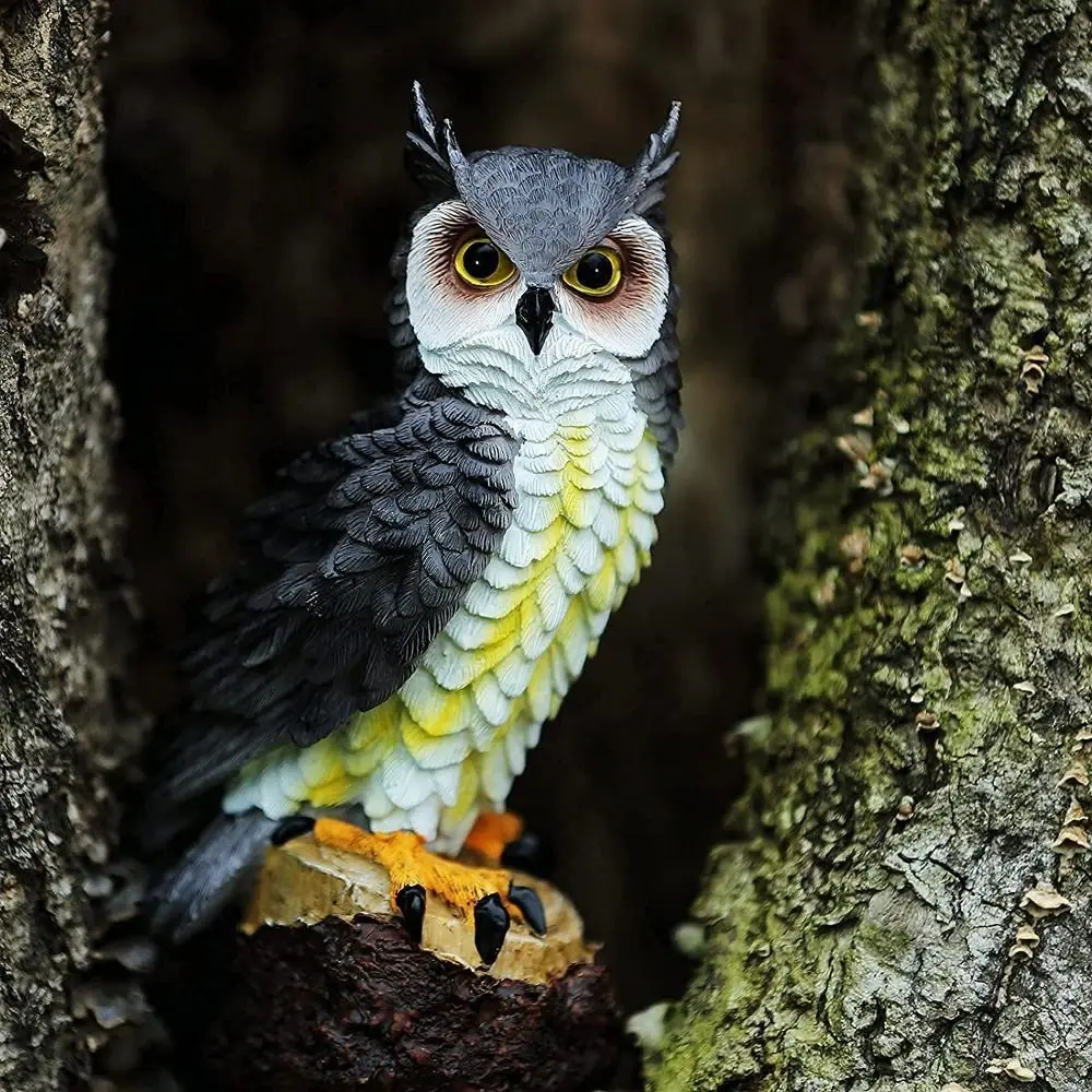 

Garden Guard Anti-bird Owl Statue Cute Waterproof Owl Figurines Resin Realistic Garden Owl Decorations Courtyard Balcony