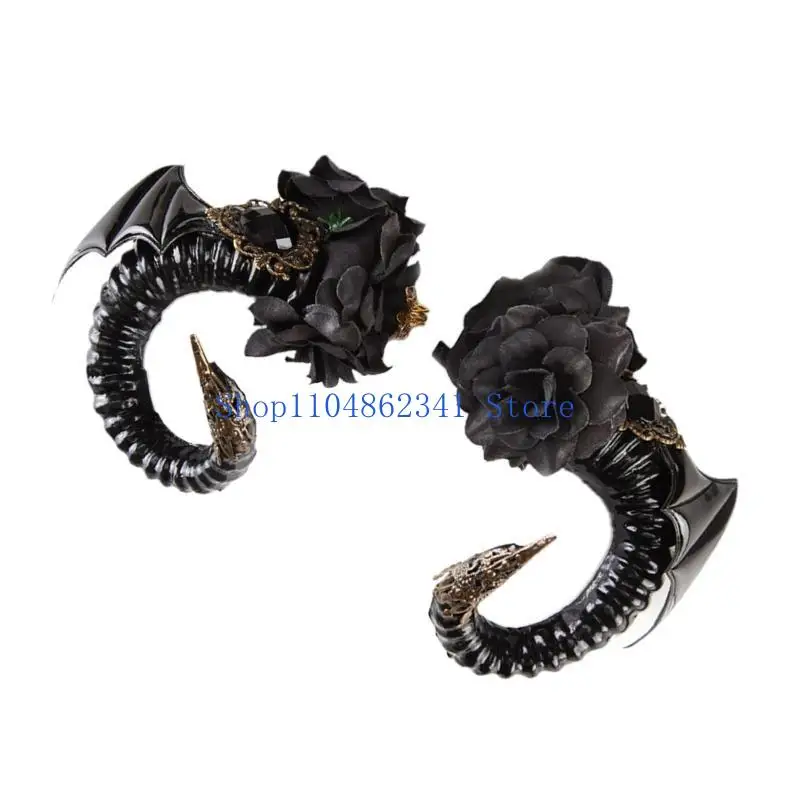 

5asd Ретро Дьявольские рога Бычьи заколки для волос Злые аксессуары Хэллоуин Косплей Костюм Вечеринка