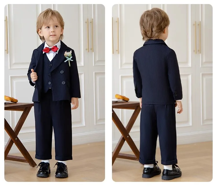 Children Elegant Wedding Suit Boys Formal Ceremony Tuxedo Dress Teenager Kids Photograph Blazer Piano Party Performance Costume