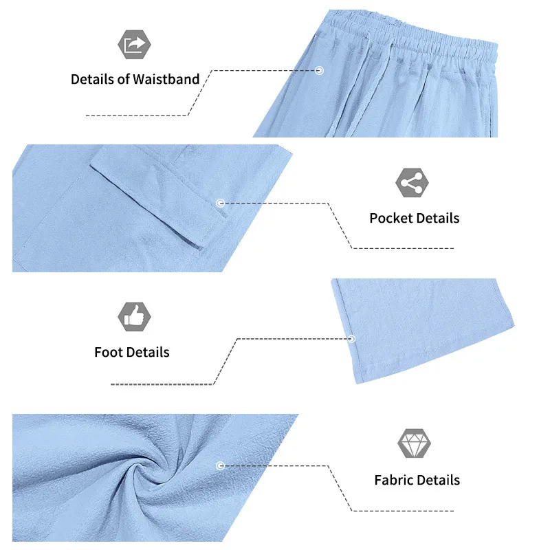 Europäische und amerikanische Sommer-Shorts aus Leinen für Herren, lässig, Outdoor, Arbeitskleidung, Pendler, Sport, Multi-Pocket, 7/8-Länge – Detail 36