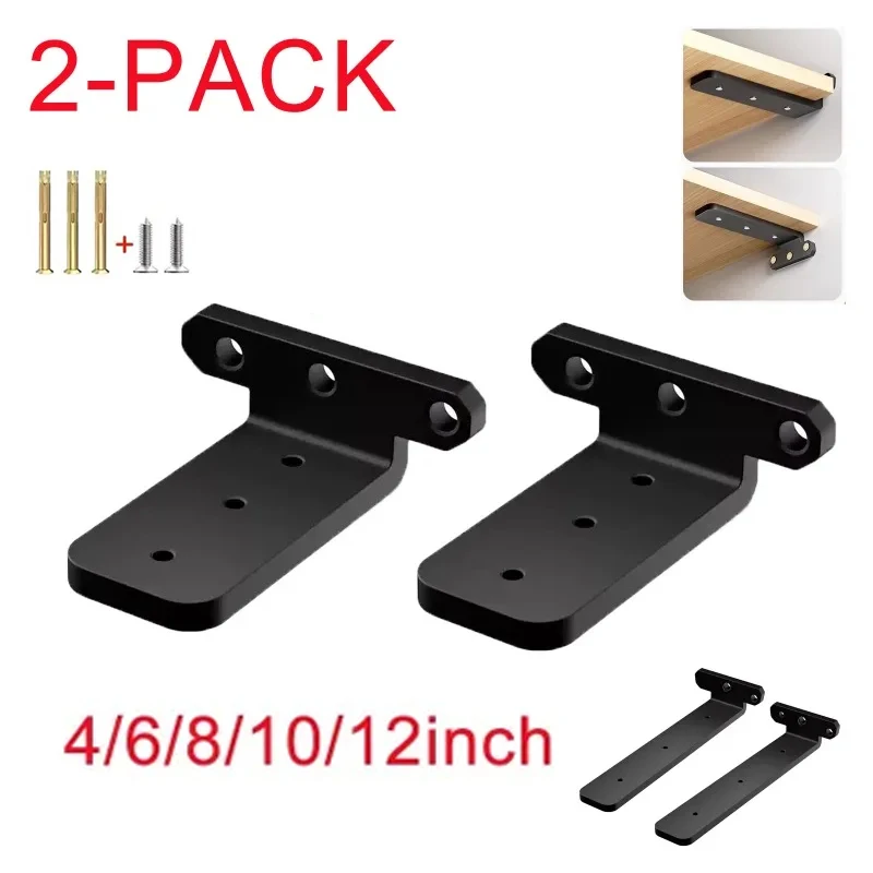 Picture 4: Floating Shelf Hidden Wall Mounted L Brackets for Shelves 200KG Load Capacity with Screws 2-Pack Metal Wall Shelf Brackets
