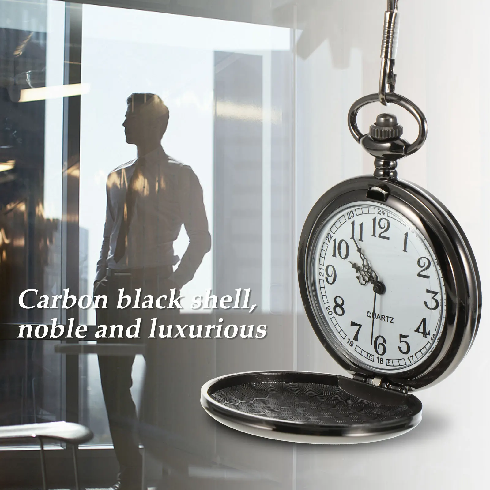 ساعة جيب محفورة بالليزر خمر حركة كوارتز ساعة معلقة للرجال للجنسين قلادة قلادة الملابس والاكسسوارات #3