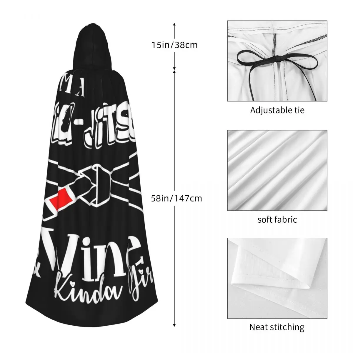 Jiu Jitsu - Jiu Jitsu And Wine Kinda Girl 긴 후드 망토 마녀 중세 의상 코스프레 케이프 할로윈 파티 성인 유니섹스