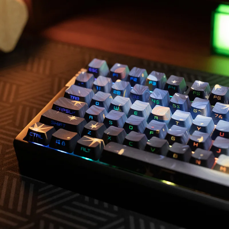 

Starry sky side engraved translucentOEM68 75 84 87 104 8.0Custom Mechanical Keyboard Keycaps